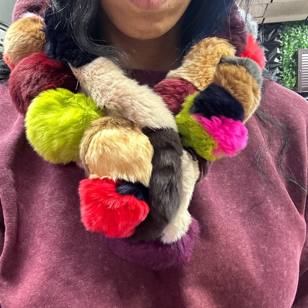 Colorful Rabbit  Fur Scarf
